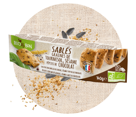 Sablés Graines de tournesol, sésame Pépites de chocolat